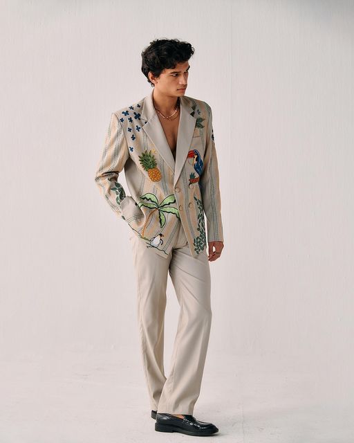 Men 3pc French Rococo Fashion 18th Century Suit Costume Hand Embroidery Free Lace Jabots & Cuff(HS-249) Bespoke Point