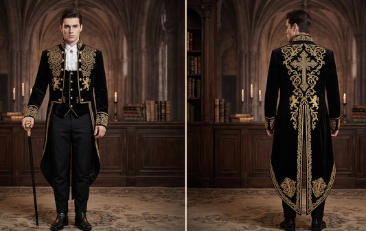 Men 2pc French Rococo Fashion 18th Century Suit Costume(HS) Bespoke Point