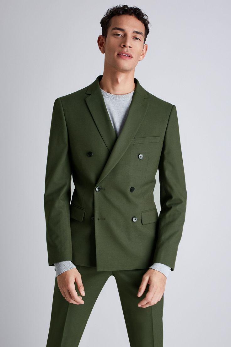 Men 2pc Olive Green Cotton Suit (MS-58) Bespoke Point