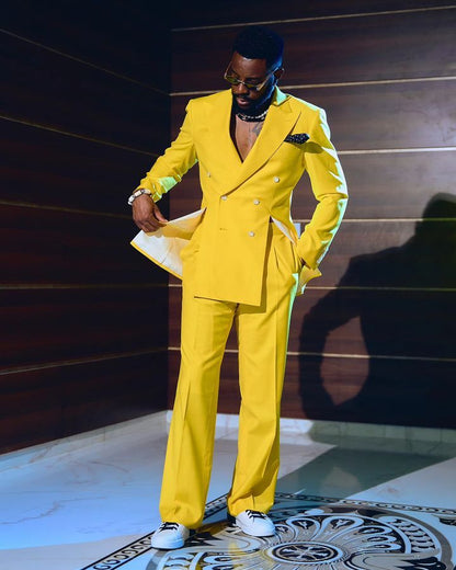 Men 2pc Yellow Cotton Suit (MS-46) Bespoke Point