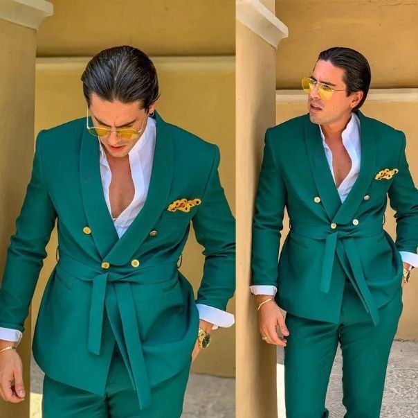 Men 2pc Green Cotton Suit (MS-52) Bespoke Point