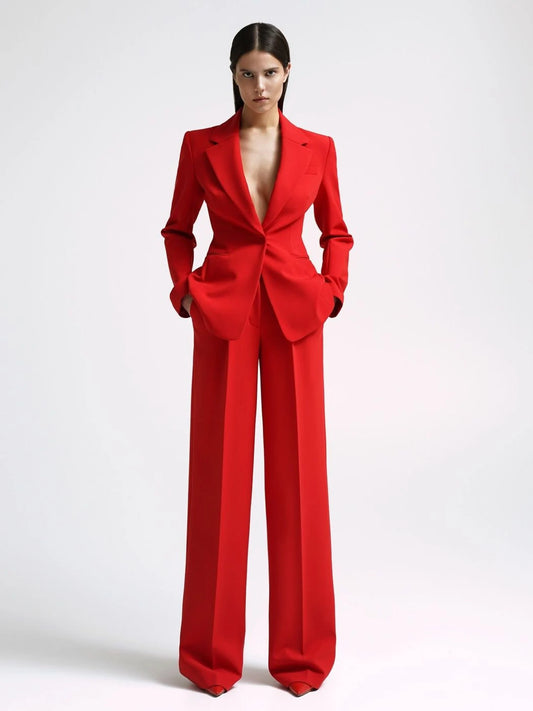 Women Red 2pc Suit (WS-56) Bespoke Point