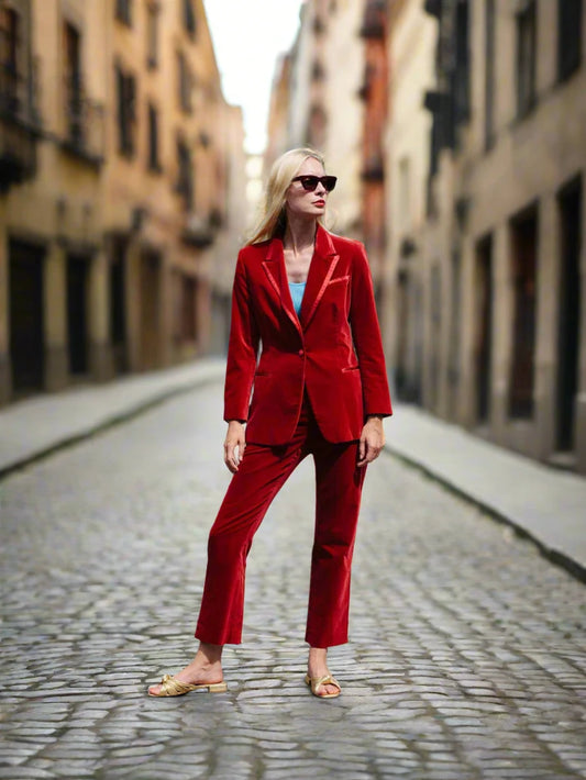 Women Red 2pc Suit (WS-57) Bespoke Point