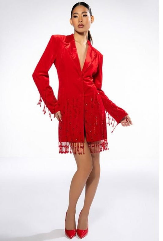 Women Red Long Jacket (WS-58) Bespoke Point