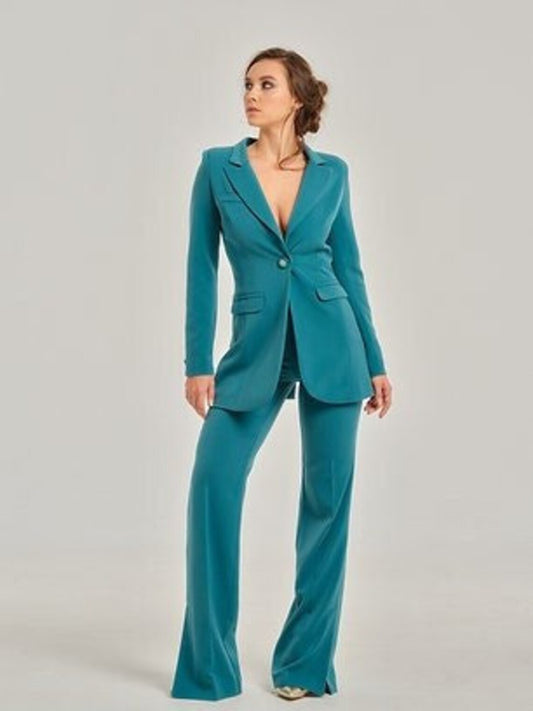 Women Green 2pc Suit  (WS-64) Bespoke Point