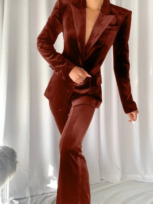 Women Brown 2pc Suit  (WS-65) Bespoke Point