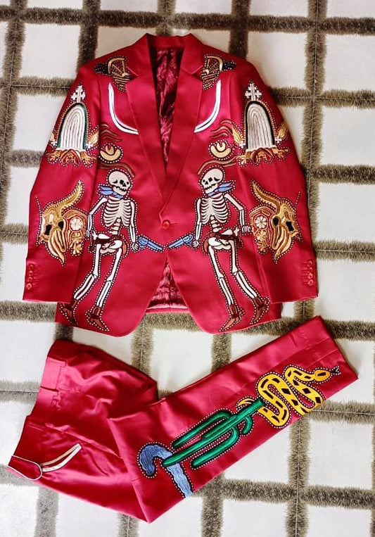 Men 2pc Red Suit (BC-03) Bespoke Point