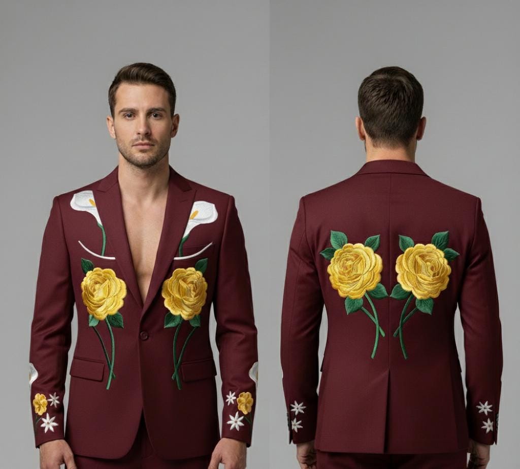 Men 3pc Embroidery Suit (NS-28) Bespoke Point