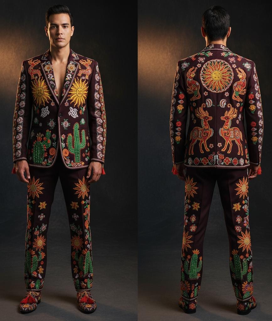 Men 3pc Embroidery Suit (NS-26) Bespoke Point