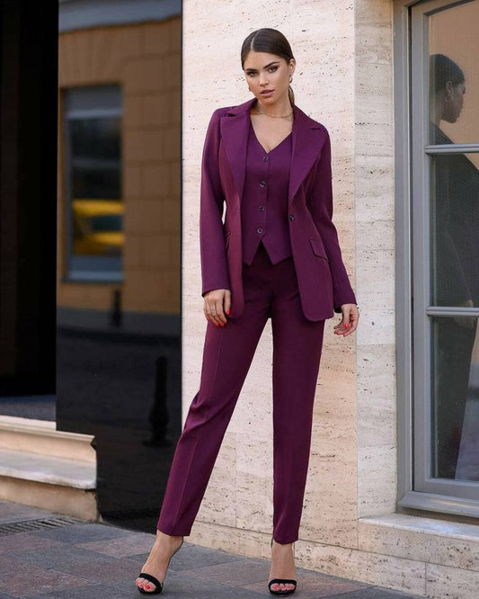 Women Wine 3pc Suit (WS-71) Bespoke Point