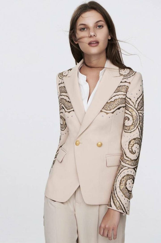 Women Beige 2pc Suit (WS-74) Bespoke Point