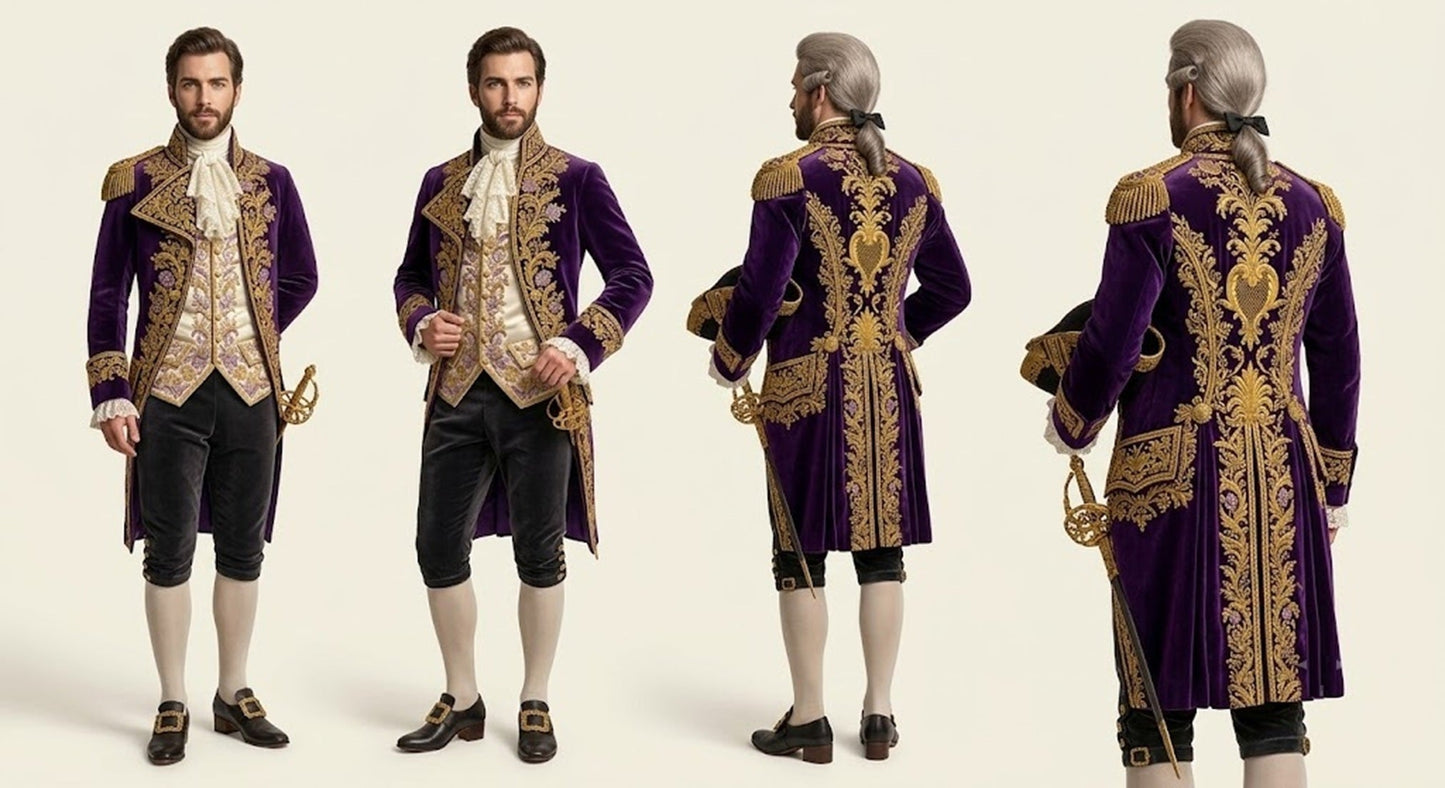 Men 2pc French Rococo Fashion 18th Century Suit Costume(HS) Bespoke Point