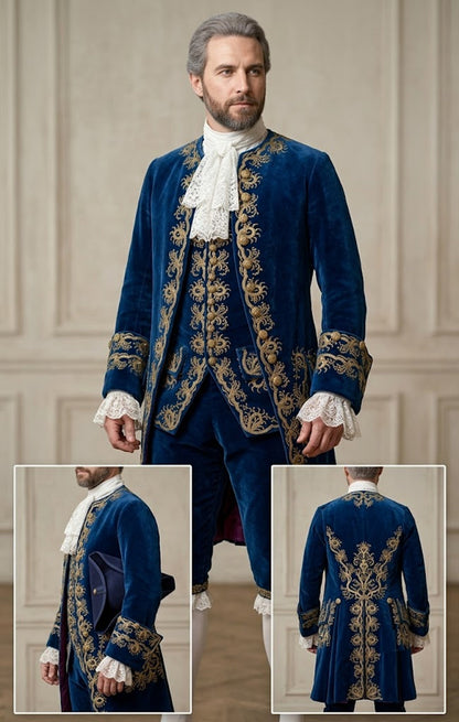 Men 2pc French Rococo Fashion 18th Century Suit Costume(HS) Bespoke Point