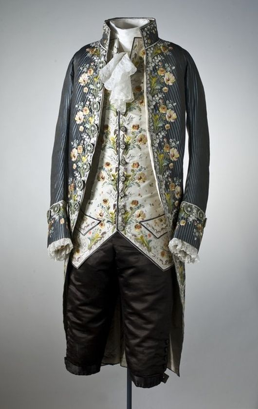 Men 3pc French Rococo Fashion 18th Century Suit Costume Hand Embroidery Free Lace Jabots & Cuff (HS-153) Bespoke Point
