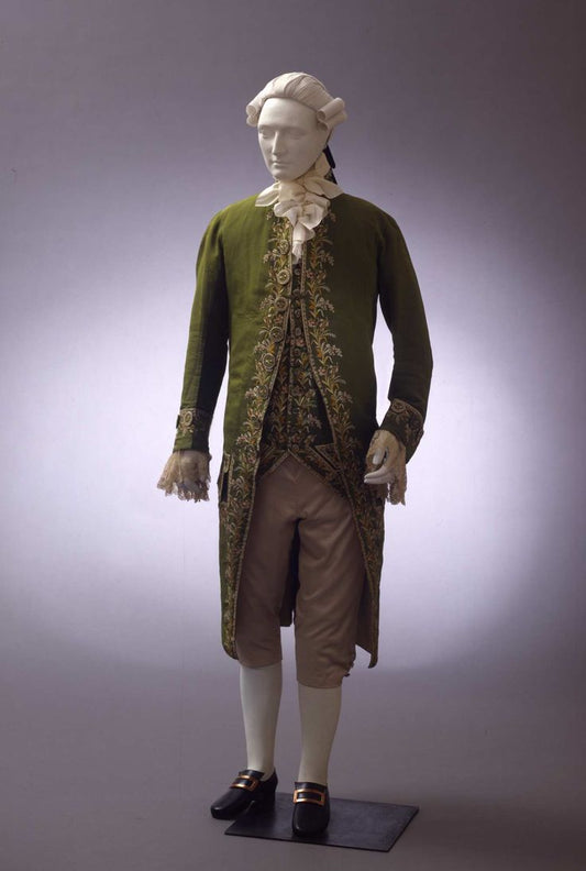 Men 3pc French Rococo Fashion 18th Century Suit Costume Hand Embroidery Free Lace Jabots & Cuff (HS-161) Bespoke Point