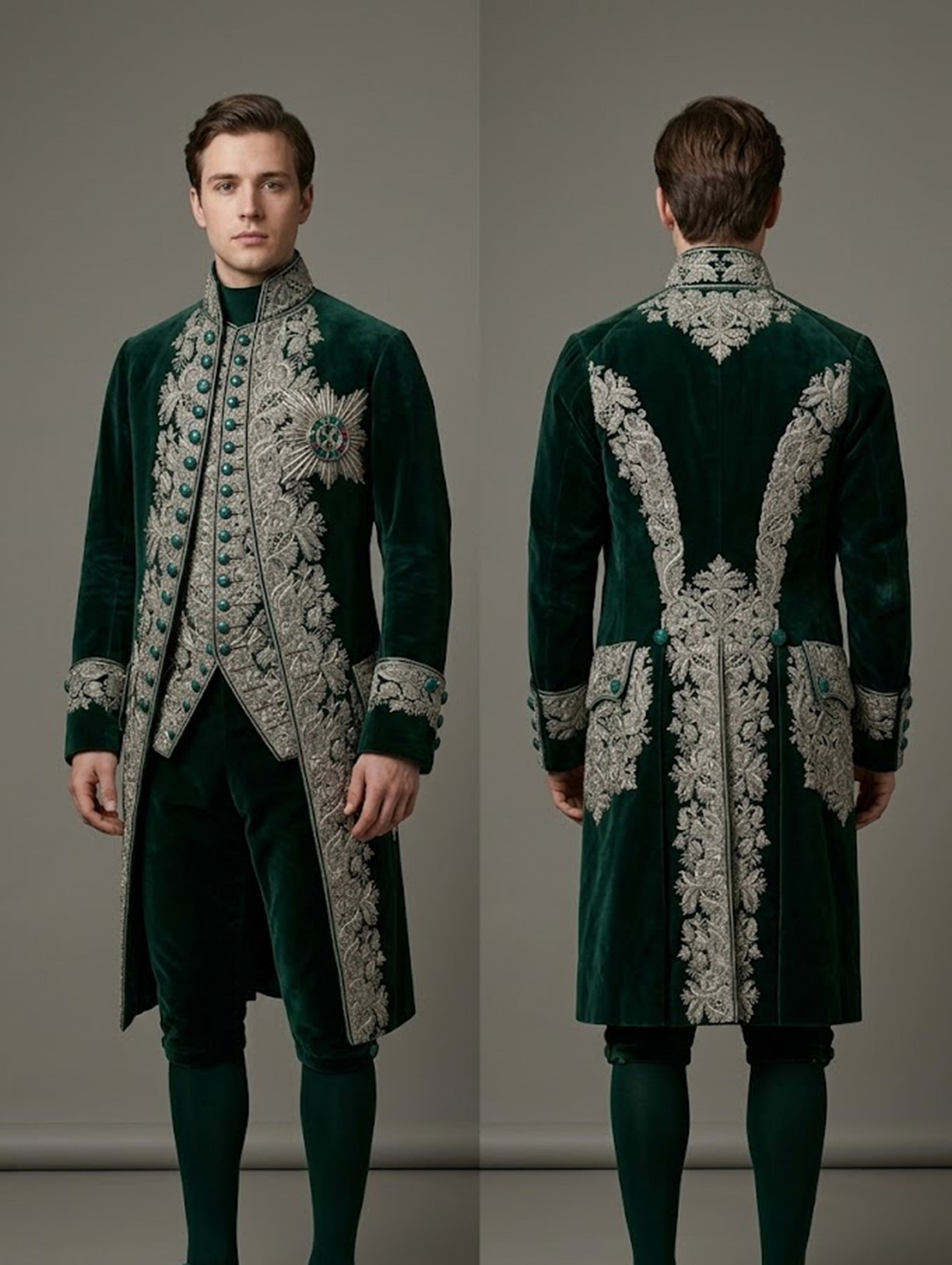 Men 2pc French Rococo Fashion 18th Century Suit Costume(HS) Bespoke Point