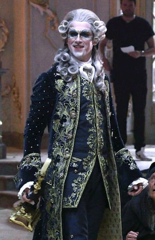 Men 3pc Blue Velvet French Rococo Fashion 18th Century Suit Costume Free Lace Jabots & Cuff (HS-16) Bespoke Point