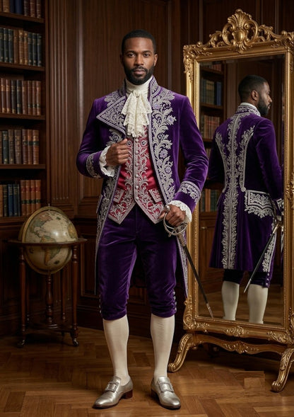 Men 2pc French Rococo Fashion 18th Century Suit Costume(HS) Bespoke Point
