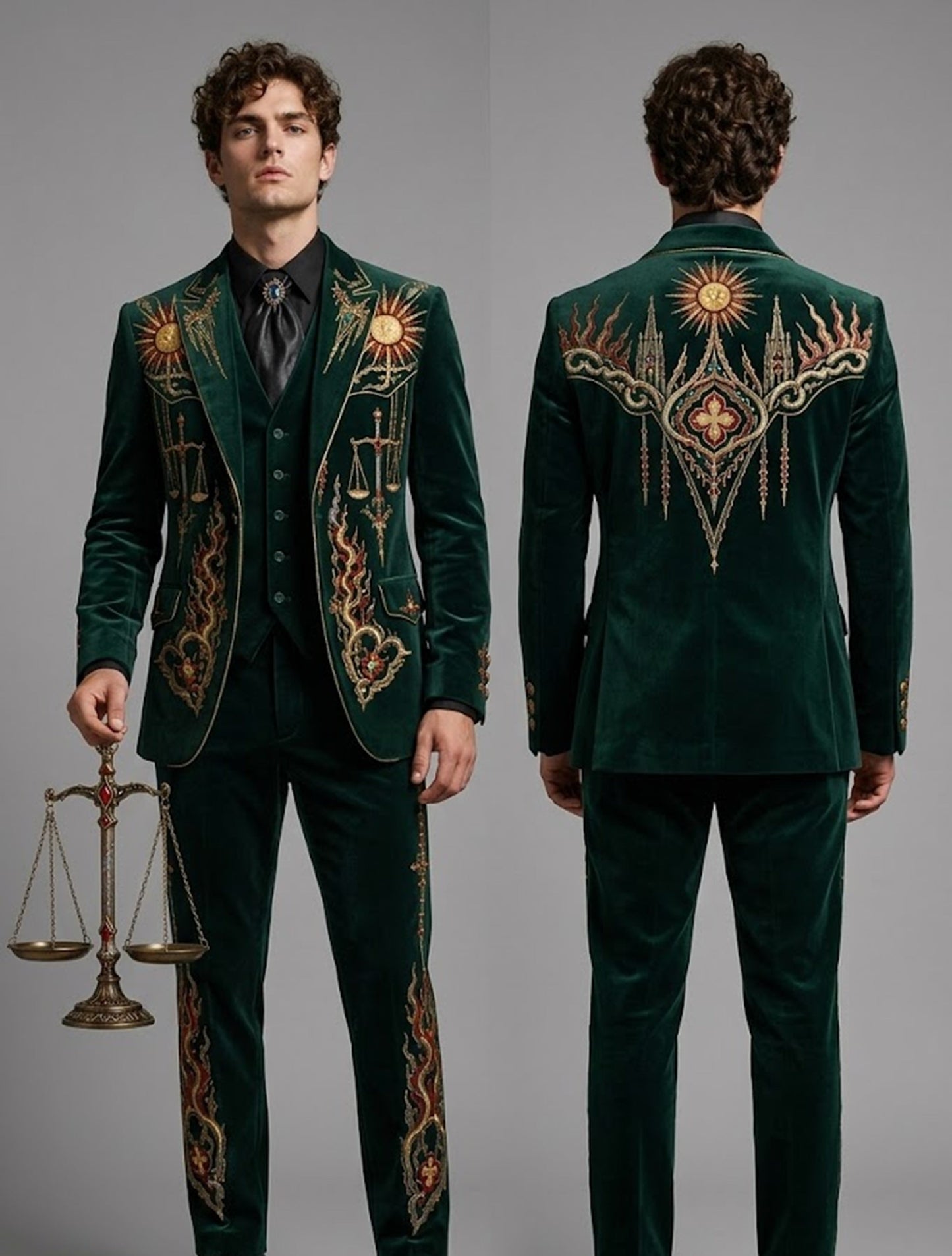 Men 2pc French Rococo Fashion 18th Century Suit Costume(HS) Bespoke Point