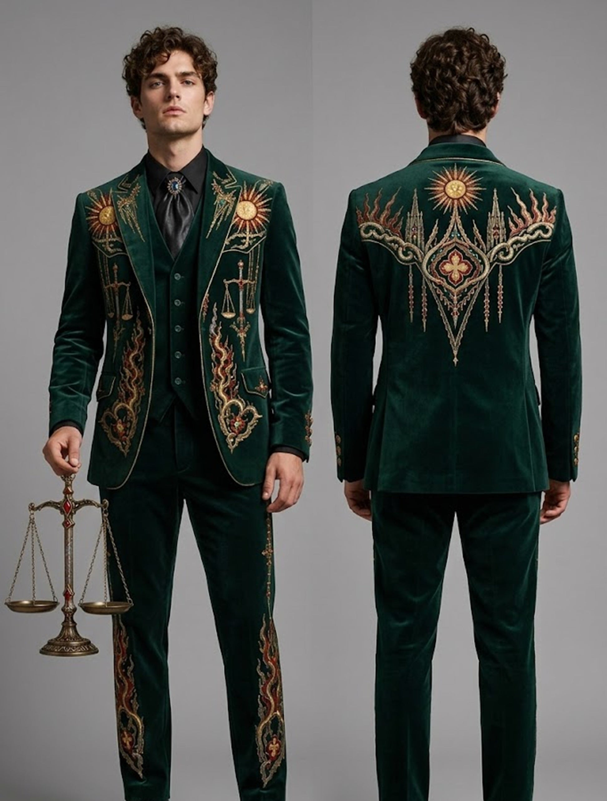 Men 2pc French Rococo Fashion 18th Century Suit Costume(HS) Bespoke Point