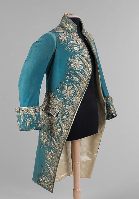 Men 3pc Turquoise French Rococo Fashion 18th Century Suit Costume Free Lace Jabots & Cuff (HS-18)