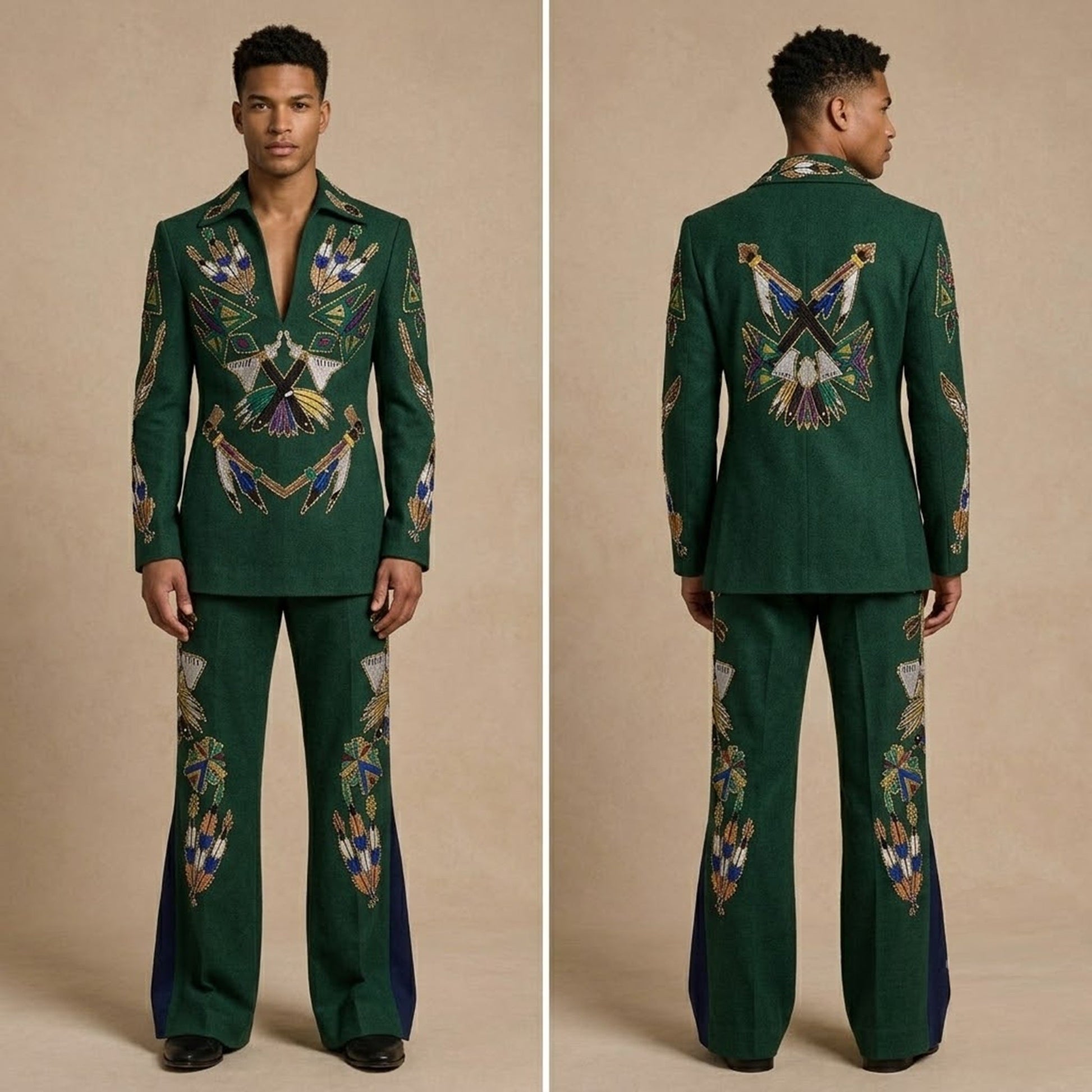 Men 2pc French Rococo Fashion 18th Century Suit Costume(HS) Bespoke Point