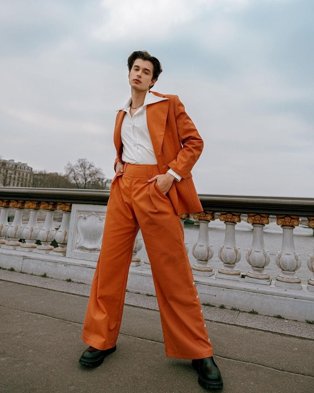 Men 2pc Orange Cotton Suit (MS-83) (Copy) Bespoke Point