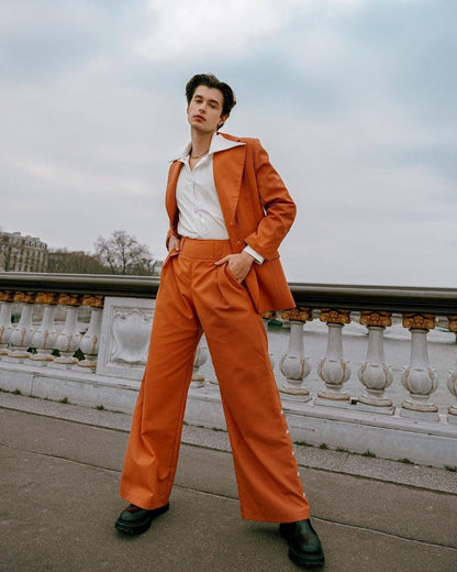 Men 2pc Orange Cotton Suit (MS-83) (Copy) Bespoke Point