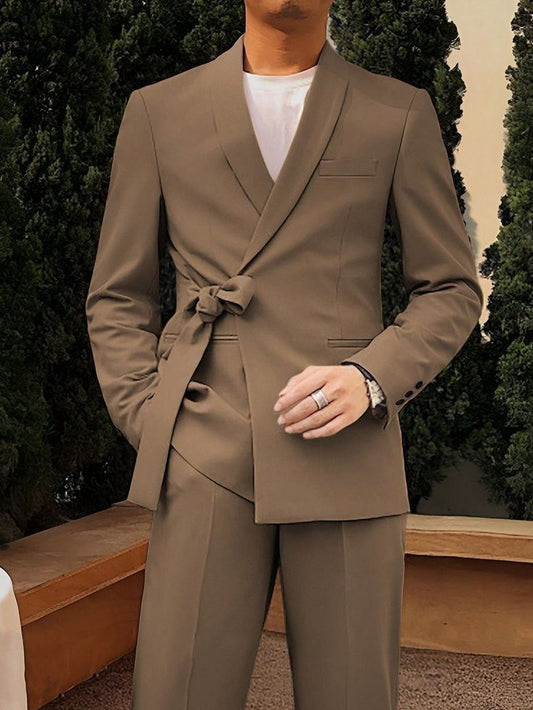 Men 2pc Brown Cotton Suit (MS-31) Bespoke Point