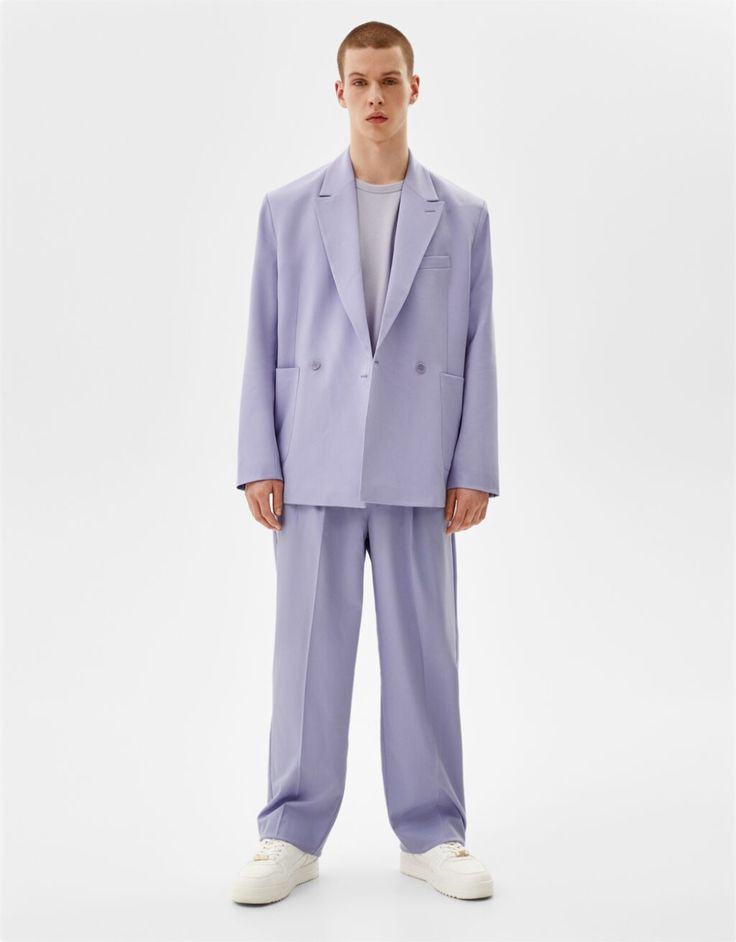 Men 2pc Light Purple Cotton Suit (MS-88) Bespoke Point