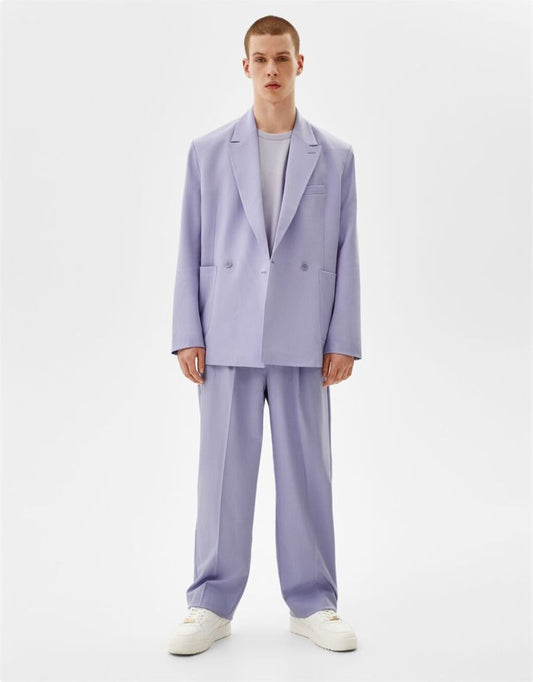 Men 2pc Light Purple Cotton Suit (MS-88) Bespoke Point