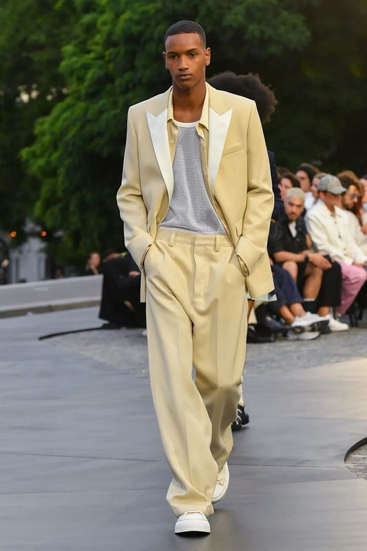 Men 2pc Cream Cotton Suit (MS-90) (Copy) Bespoke Point