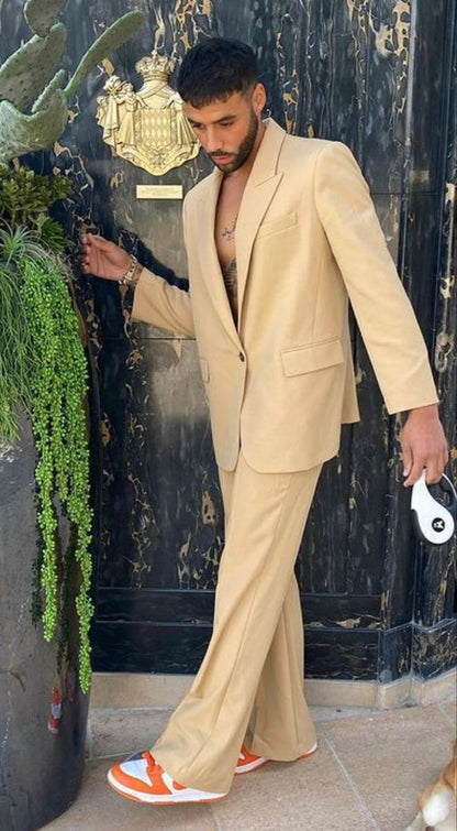 Men 2pc Cream Cotton Suit (MS-93) (Copy) Bespoke Point
