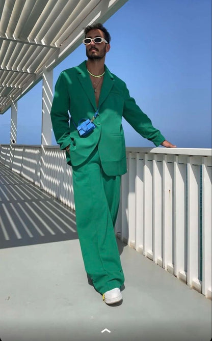 Men 2pc Green Cotton Suit (MS-95) (Copy) Bespoke Point