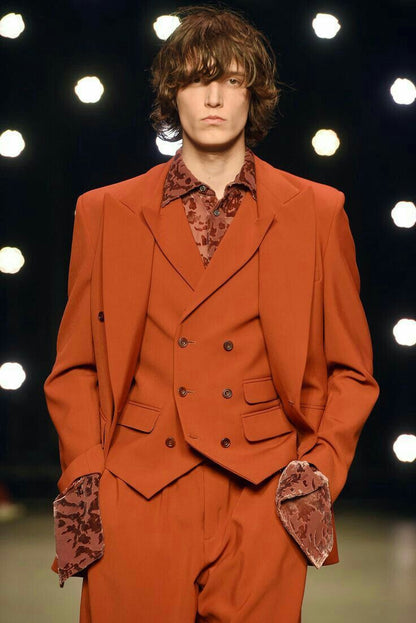 Men 2pc Orange Cotton Suit (MS-59) (Copy) Bespoke Point