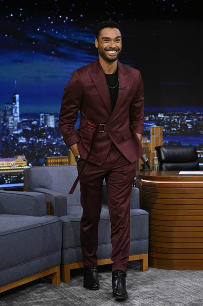 Men 2pc Deep Red Cotton Suit (MS-45) (Copy) Bespoke Point