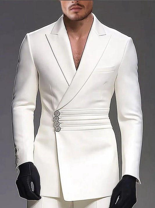 Men 2pc White Cotton Suit (MS-42) Bespoke Point