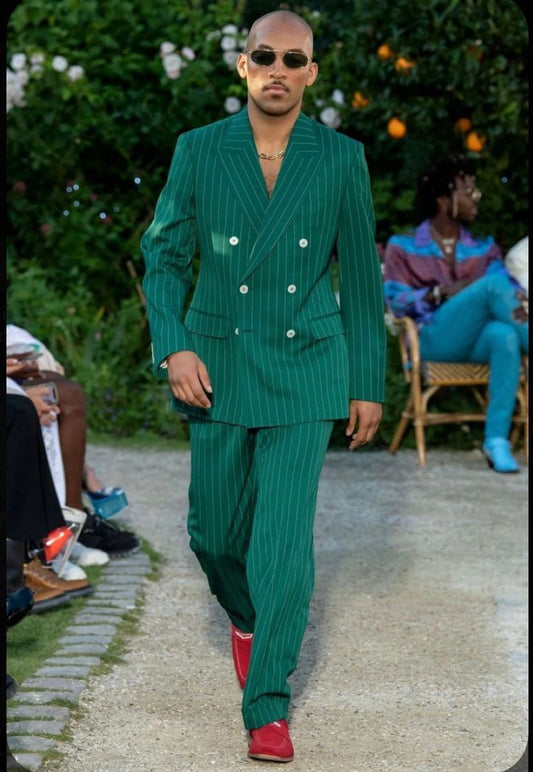 Men 2pc Green Cotton Suit (MS-38) Bespoke Point