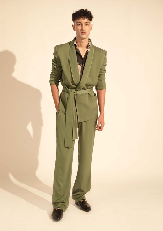Men 2pc Green Cotton Suit (MS-24) Bespoke Point