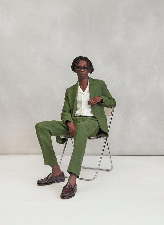 Men 2pc Olive Green Cotton Suit (MS-30) (Copy) Bespoke Point